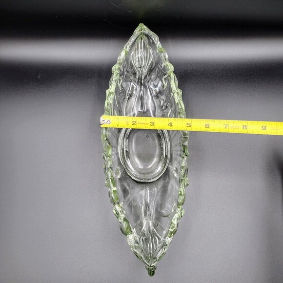 Jeanette Glass Gondola Bowl Fruit Compote Vintage Clear Oblong Console Read - Picture 10 of 10